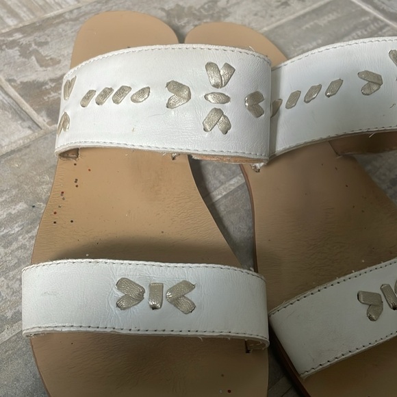 Jack Rogers Women's  Two Band Leather Slides Slip On Flops Sandals White 7.5 - Picture 2 of 7